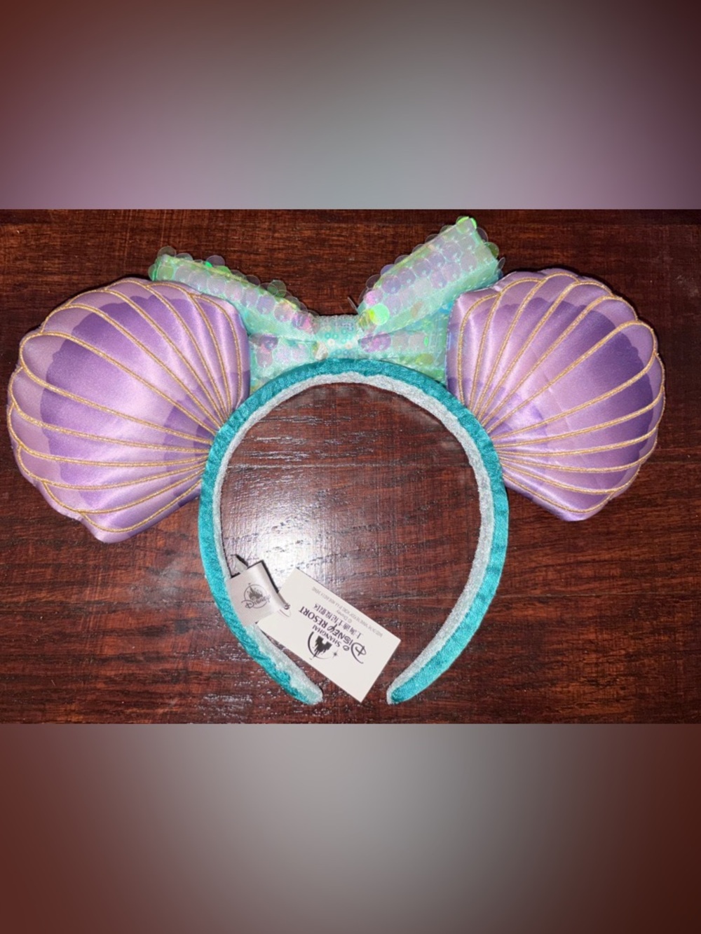 Themed Little Mermaid Purple and Mint Seashell Headband - Picture 4 of 6